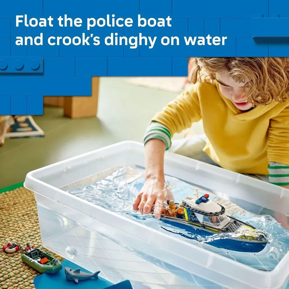 LEGO City Police Boat Chase Building Toy (60456) 264 Pieces 3 Minifigs + Shark